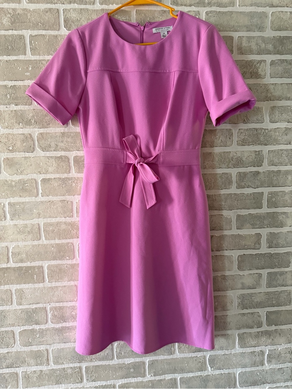 London Style Pink Tie-Waist Midi Dress